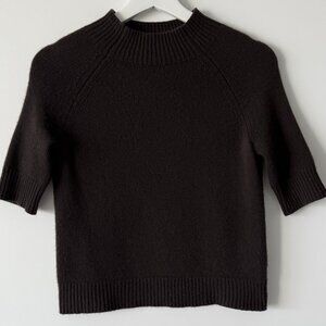 Theory Chocolate Brown Cropped Cashmere Short Sleeve Sweater – Size 4 Equivalent